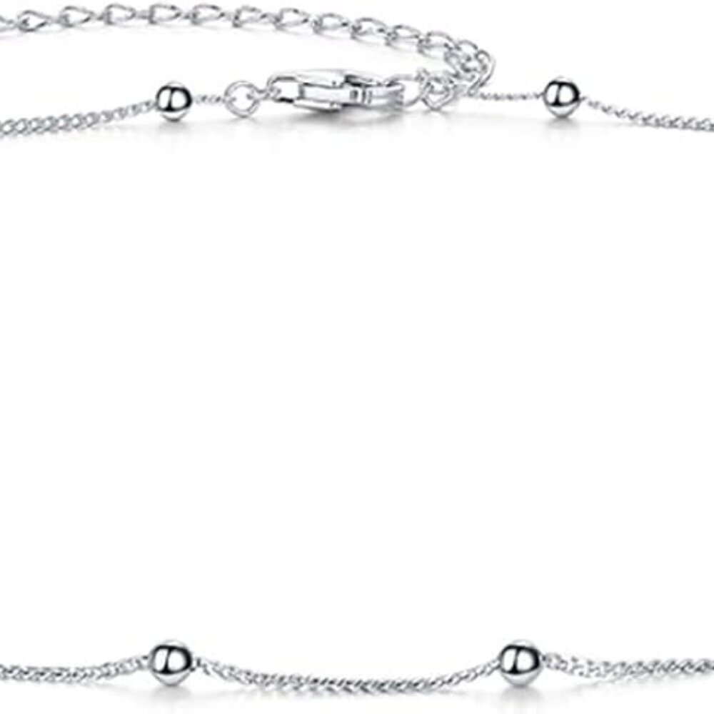 Sterling Silver Choker Necklace 16+2 Adjustable Minimalist Jewelry for Women